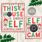 Elf Surveillance And Camera Sign, House Under Elf Surveillance, Elf CAM Sign, Christmas Elf Activity Game, Christmas Game Printable Decor