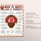 Thanksgiving Game Who Is Most Like The Turkey Printable, Fall Thanksgiving Office Party Icebreaker Group Game Activity For Kids And Adults