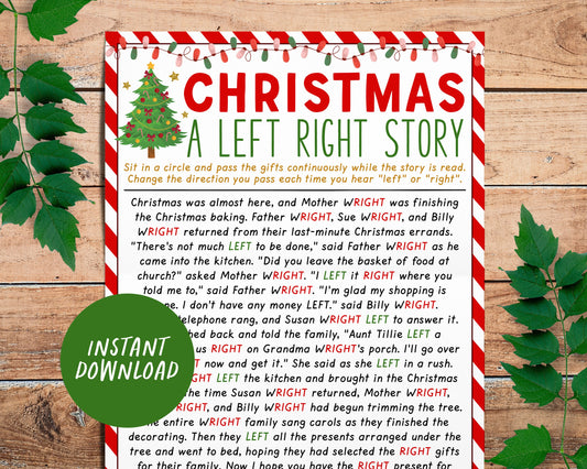 Christmas Left Right Game, Left Right Story Pass the Gift Exchange Game, Winter Xmas Holiday Office Party Icebreaker for Kids And Adults