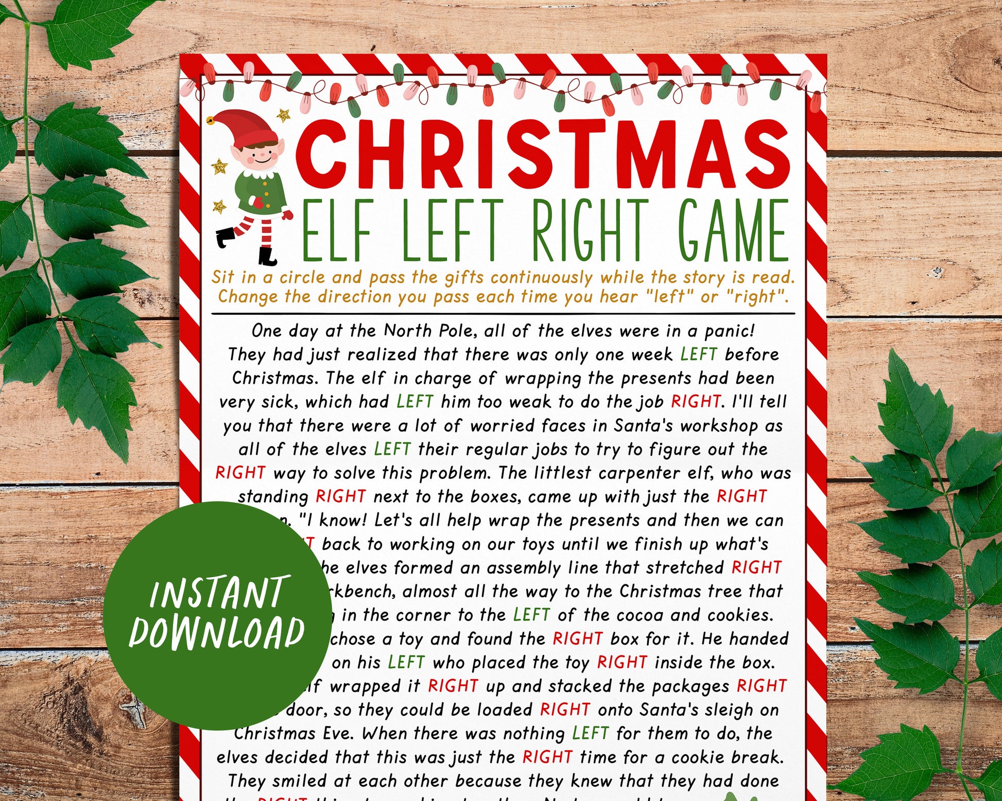 Christmas Left Right Game, Elf Left Right Funny Story Pass the Gift  Exchange Game, Christmas Reunion Party Activity Gift Swap Icebreaker