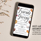 Casual Friendsgiving Football Invitation Editable Template, Fun Thanksgiving With Friends Dinner Party Sports Invite, Holiday Potluck Feast