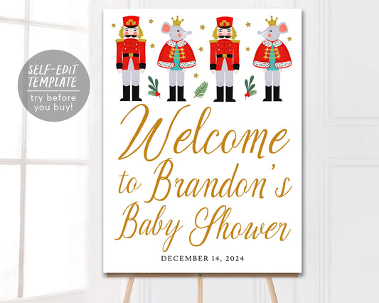 Nutcracker Baby Shower Welcome Sign Editable Template