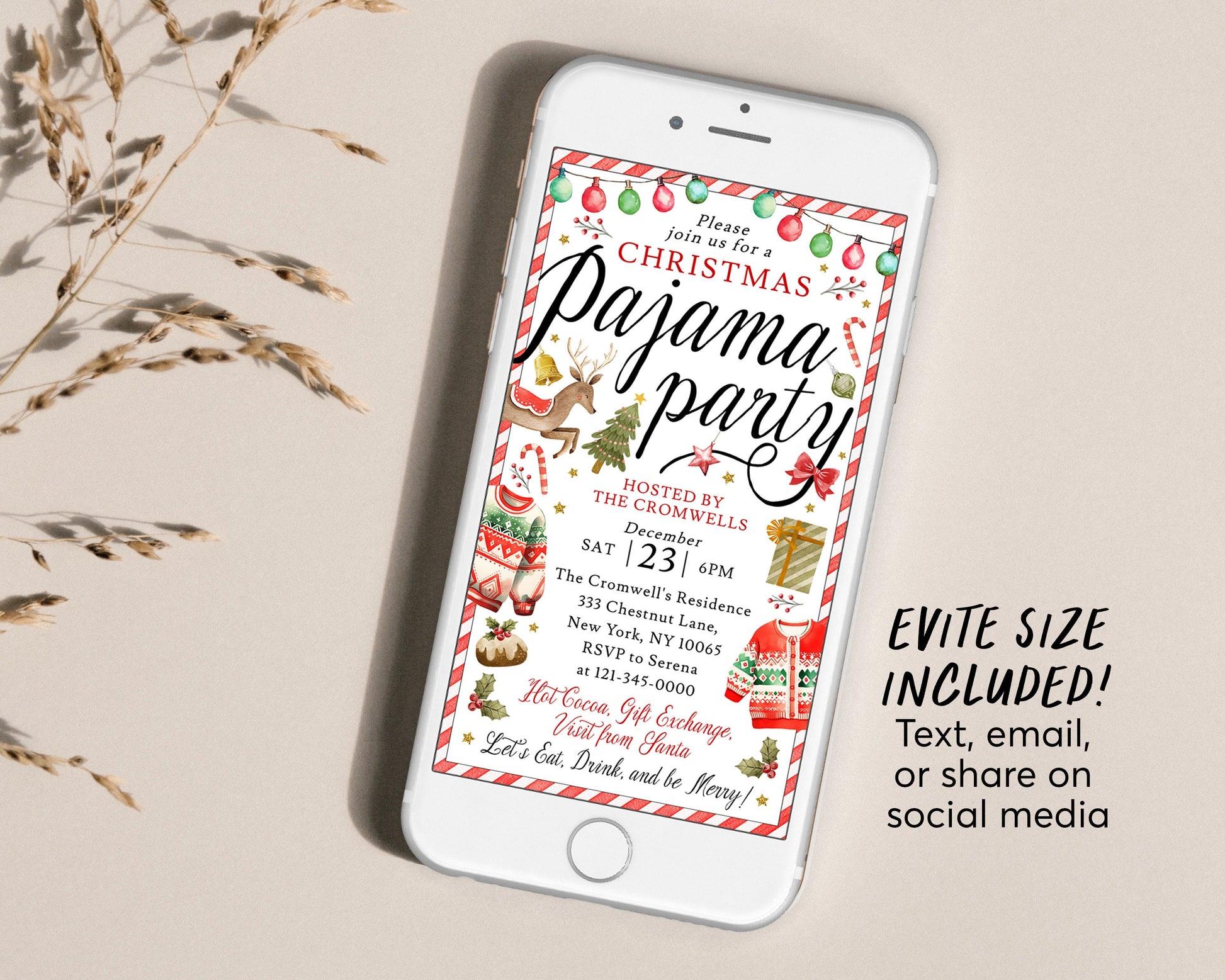 christmas-pajama-party-invitation-editable-template-holiday-pj-slumbe-puff-paper-co for Free Printable Christmas Pajama Party Invitations Christmas Pajama Party Invitation Editable Template, Holiday PJ Slumbe – Puff Paper Co for Free Printable Christmas Pajama Party Invitations