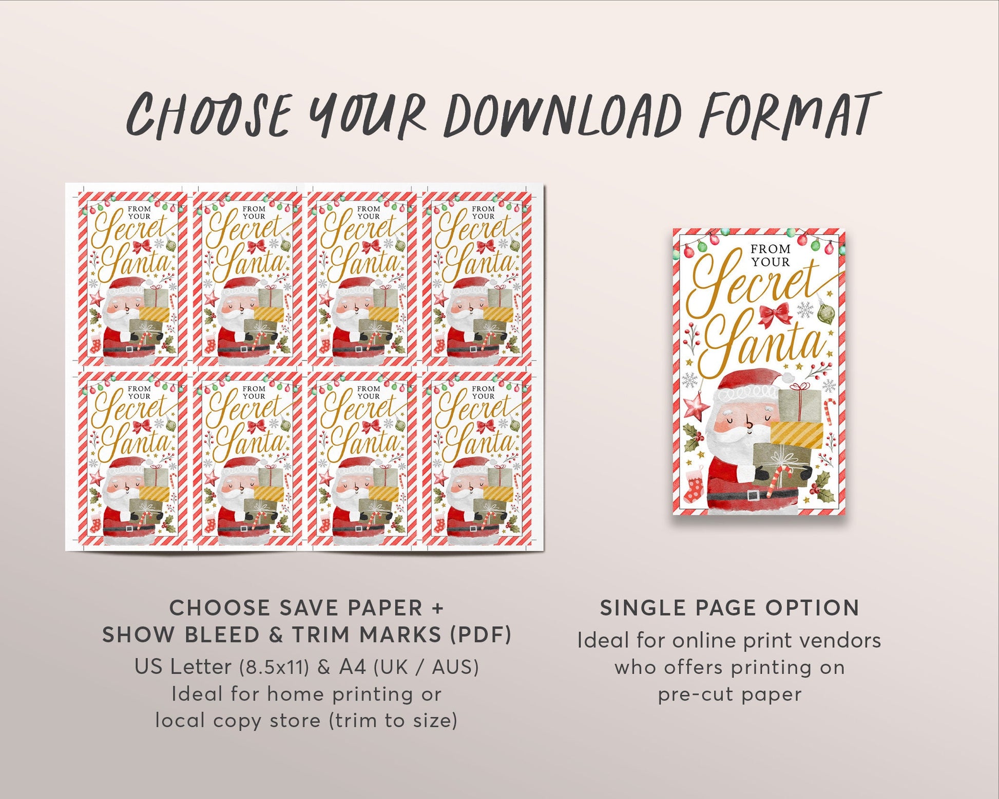 Free Printable Santa Gift Tags, Instantly Download and Print