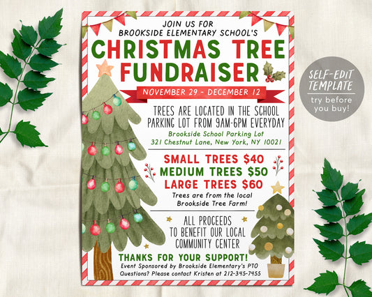 Christmas Tree Fundraiser Flyer Editable Template