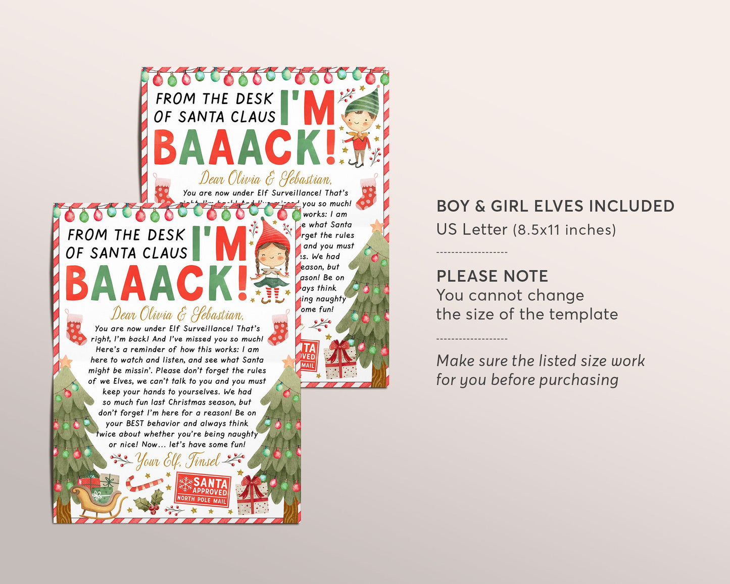 Hello Letter from Elf Editable Template, Christmas We're Back Elf Arrival Note, Elf Visiting Letter Welcome, I'm Back Elf, Christmas Games