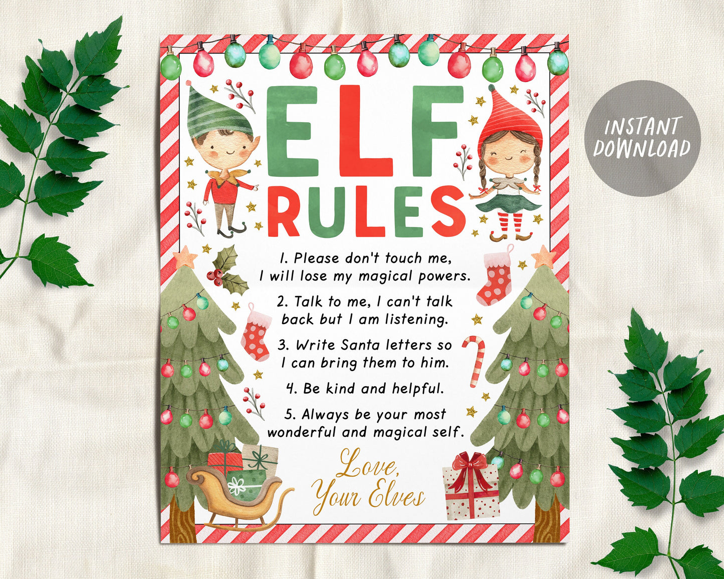 Elf Rules Sign, Elf Rules To Follow, Elf Do Not Touch Me Arrival Christmas Rule, Elves Magic Rules For Kids, Christmas Elf Activity Game DIY