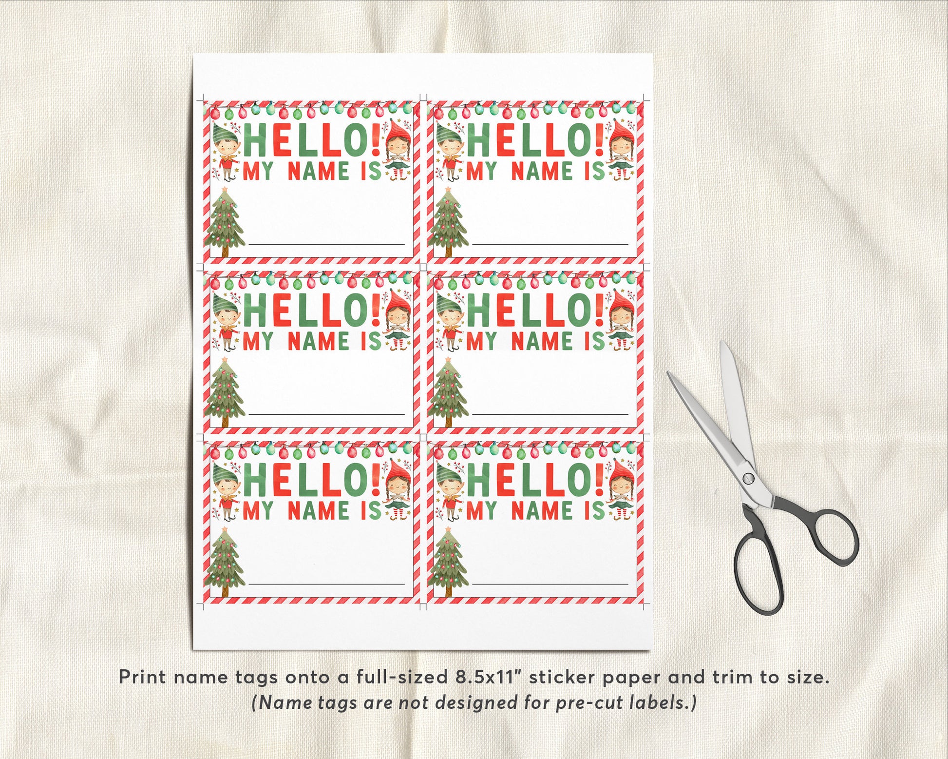 Elf Gift Tags, Printable PDF - My Party Design