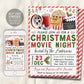 Christmas Movie Night Invitation Editable Template