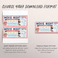 Surprise Movie Night Ticket Editable Template, Movie Gift Certificate Voucher Invitation Printable, Cinema Theater Drive-In Movie Ticket