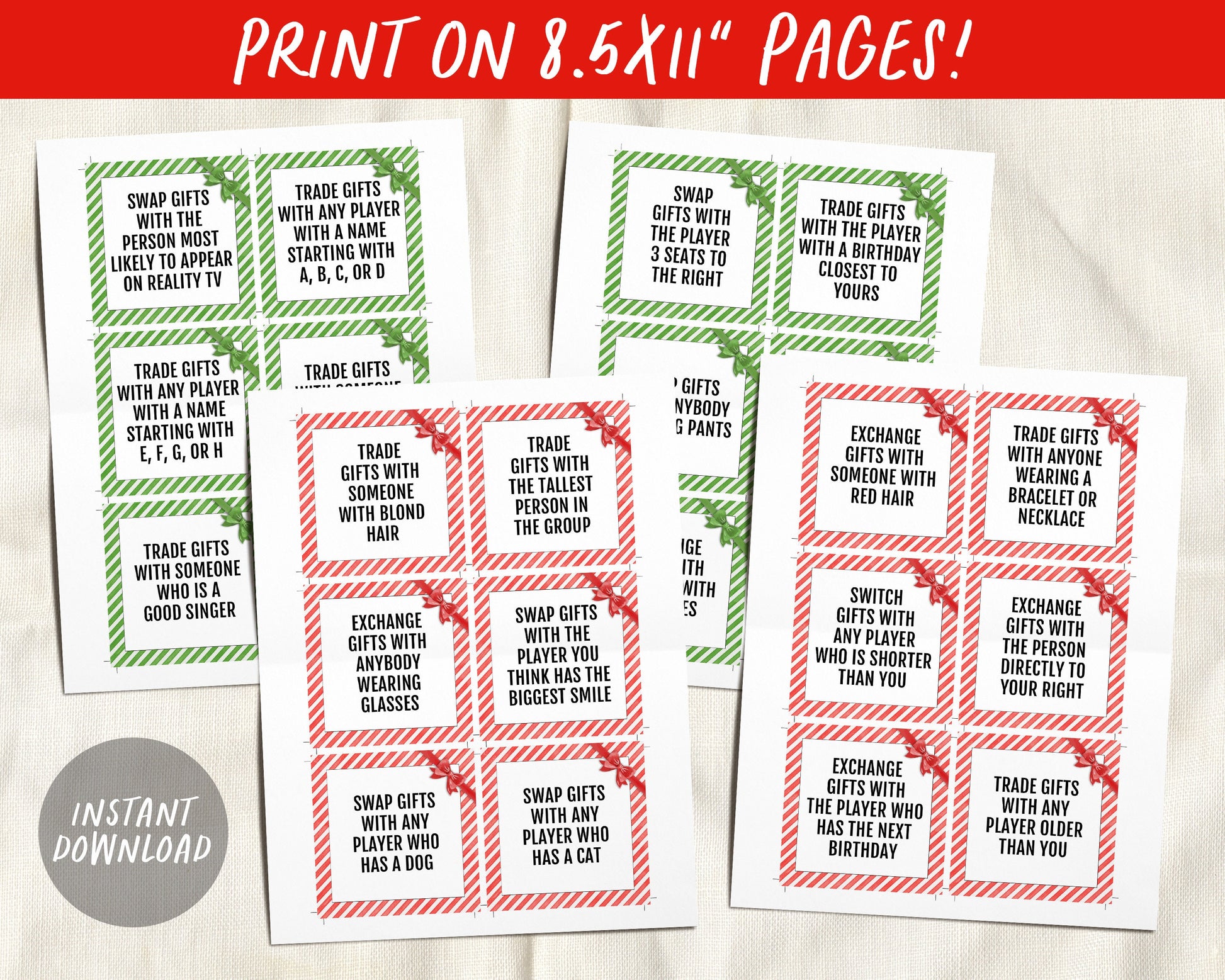 christmas-gift-exchange-game-printable-3x3-mini-cards-white-elephant-puff-paper-co for Free Printable Mini Birthday Cards Christmas Gift Exchange Game Printable, 3x3 Mini Cards, White Elephant – Puff Paper Co for Free Printable Mini Birthday Cards