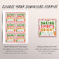 Baking Spirits Bright Tags Editable Template, Christmas Treats Bakery Gift Favor Tag Label, Cookie Gift Teacher Staff Co-worker Neighbor