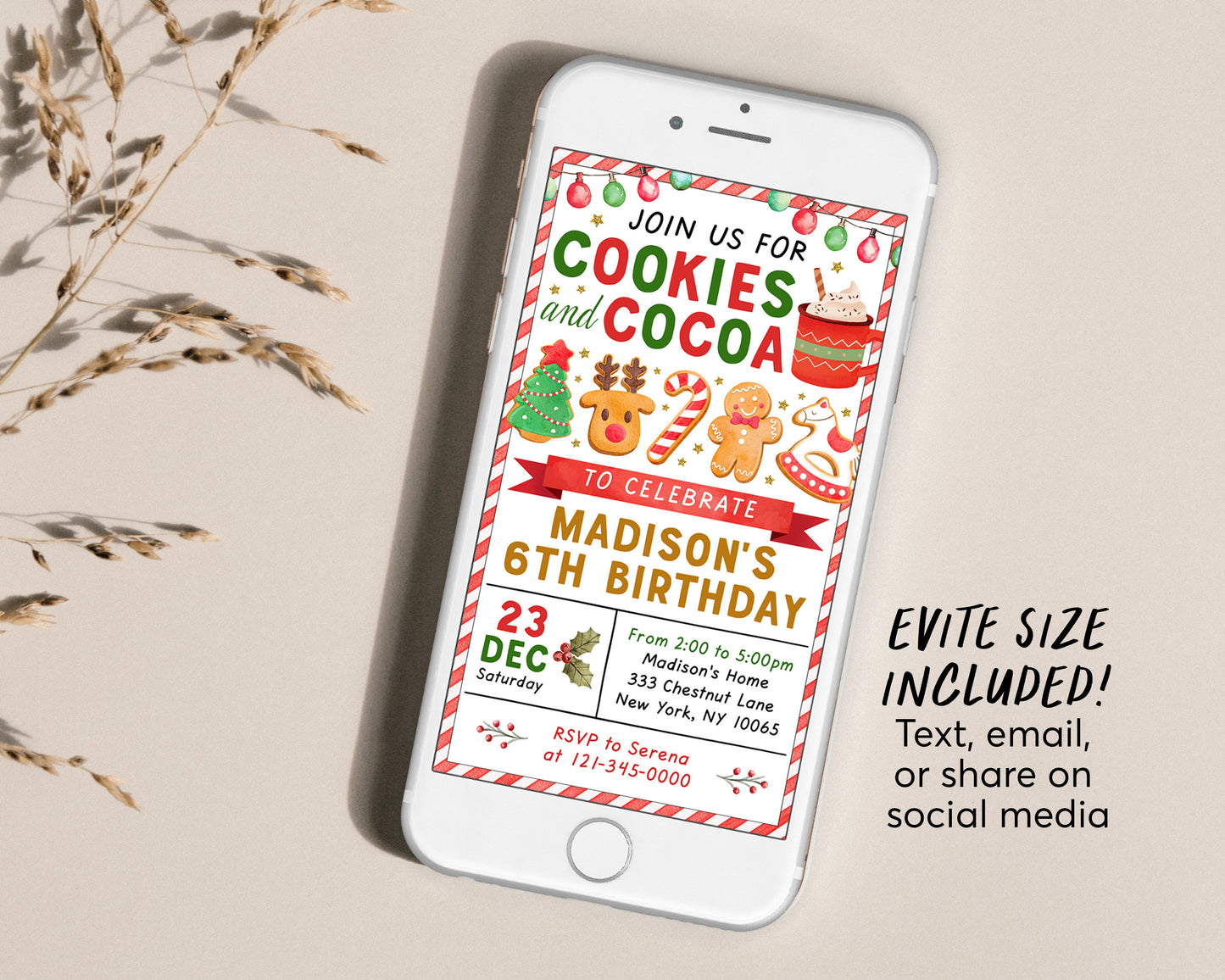 Cookies and Cocoa Birthday Invitation Editable Template, Christmas Hot Cocoa Cookie Decorating Party Invite, Holiday Cookie Exchange DIY