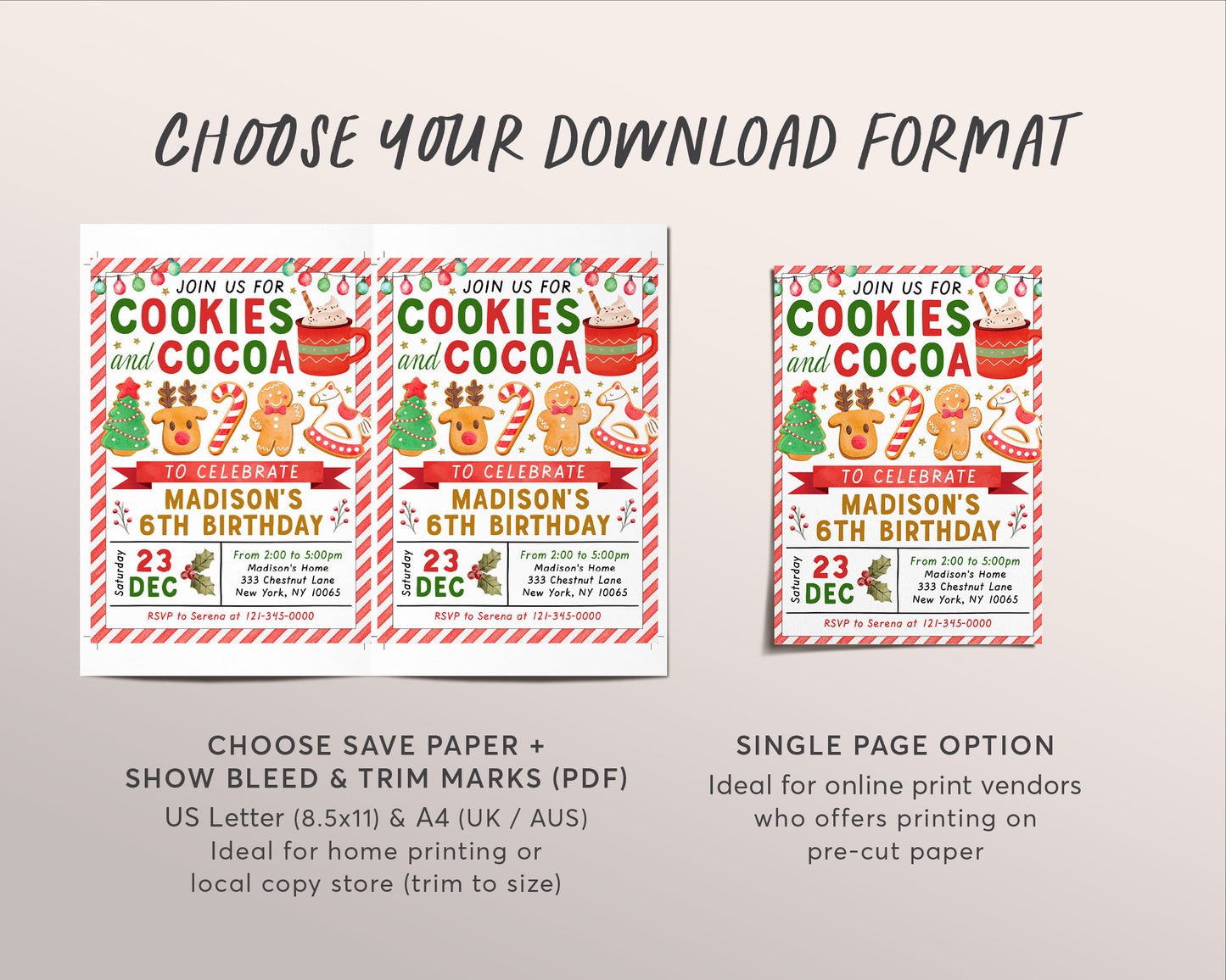 Cookies and Cocoa Birthday Invitation Editable Template, Christmas Hot Cocoa Cookie Decorating Party Invite, Holiday Cookie Exchange DIY