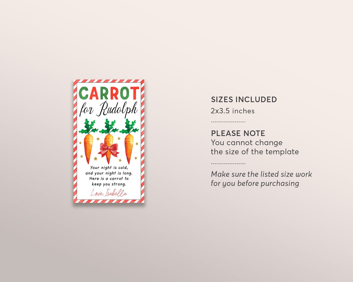 Carrot For Rudolph Tag Editable Template, Christmas Carrots For Reindeer Tag, Reindeer Food Treats Bag Topper, Christmas Eve Traditions Box