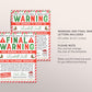 Santa Final Warning Letter Editable Template, Official Desk Of Santa Claus, Christmas Behavior Report, Elf Surveillance Nice Naughty List