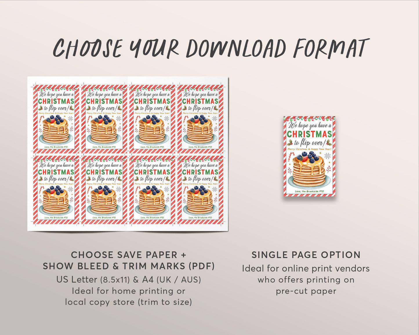 Pancake Christmas Gift Tag Editable Template, Hope You Have A Christmas To Flip Over Holiday Breakfast Favor Tags, Staff Appreciation DIY