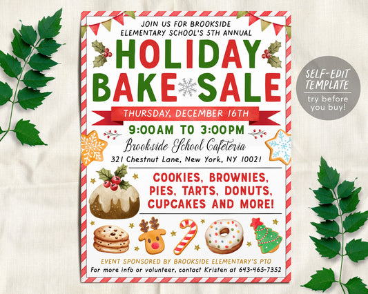 Christmas Bake Sale Flyer Editable Template