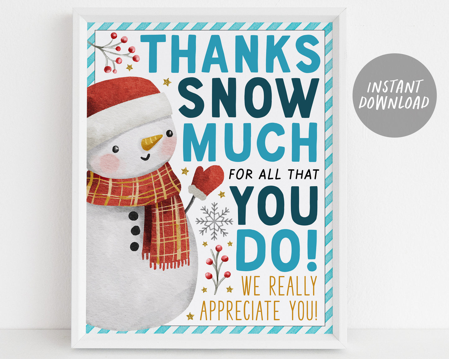 Thank You Snow Much Free Printable Thank You Snow Much Free Printable