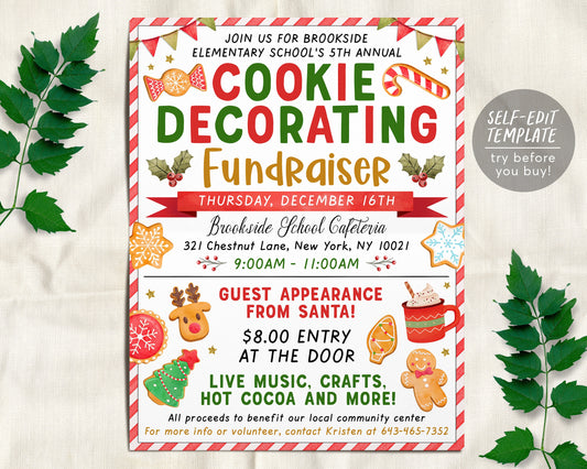 Christmas Cookie Decorating Flyer Editable Template