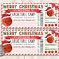 Christmas Basketball Camp Gift Ticket Editable Template