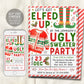 Let&#39;s Get Elfed Up Ugly Sweater Invitation Editable Template