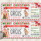 Christmas Circus Ticket Editable Template