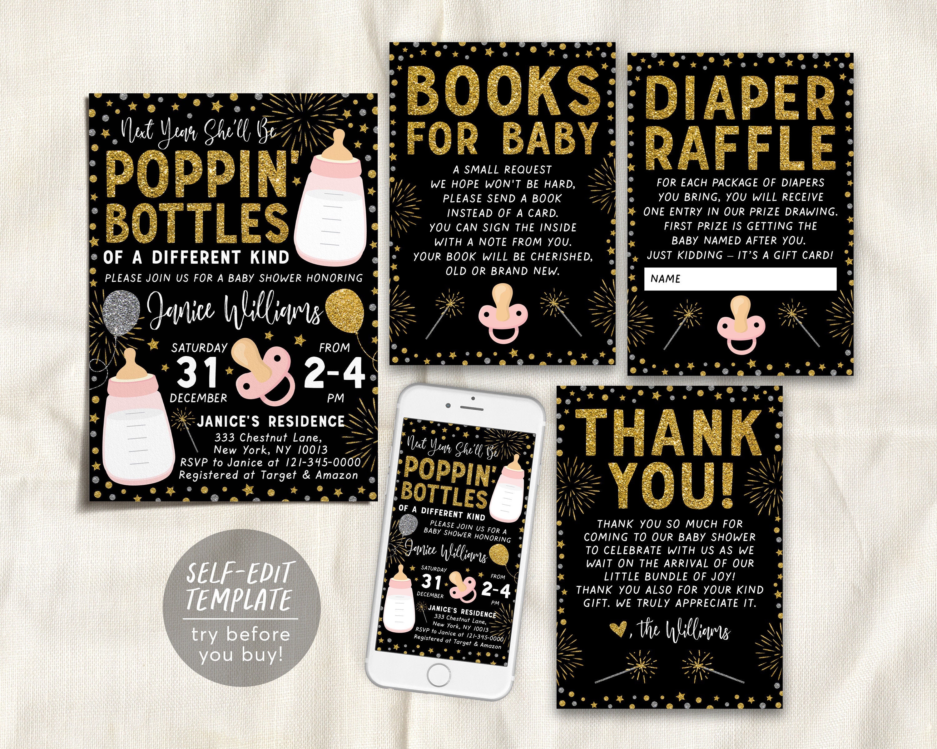 Diaper Party Invitations Surprise Newspaper Inspired Baby Stationery: