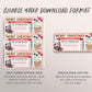 Christmas Train Ticket Boarding Pass Editable Template, Surprise Weekend Getaway Vacation Travel Gift Certificate, Pack Your Bags Holiday
