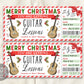 Guitar Lessons Christmas Gift Certificate Editable Template