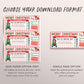 Christmas Road Trip Ticket Voucher Editable Template, Surprise Weekend Getaway Vacation Gift Certificate Pack Your Bags Holiday Staycation