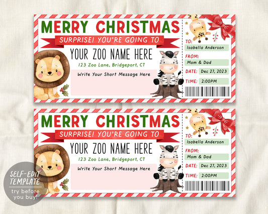 Zoo Ticket Editable Template