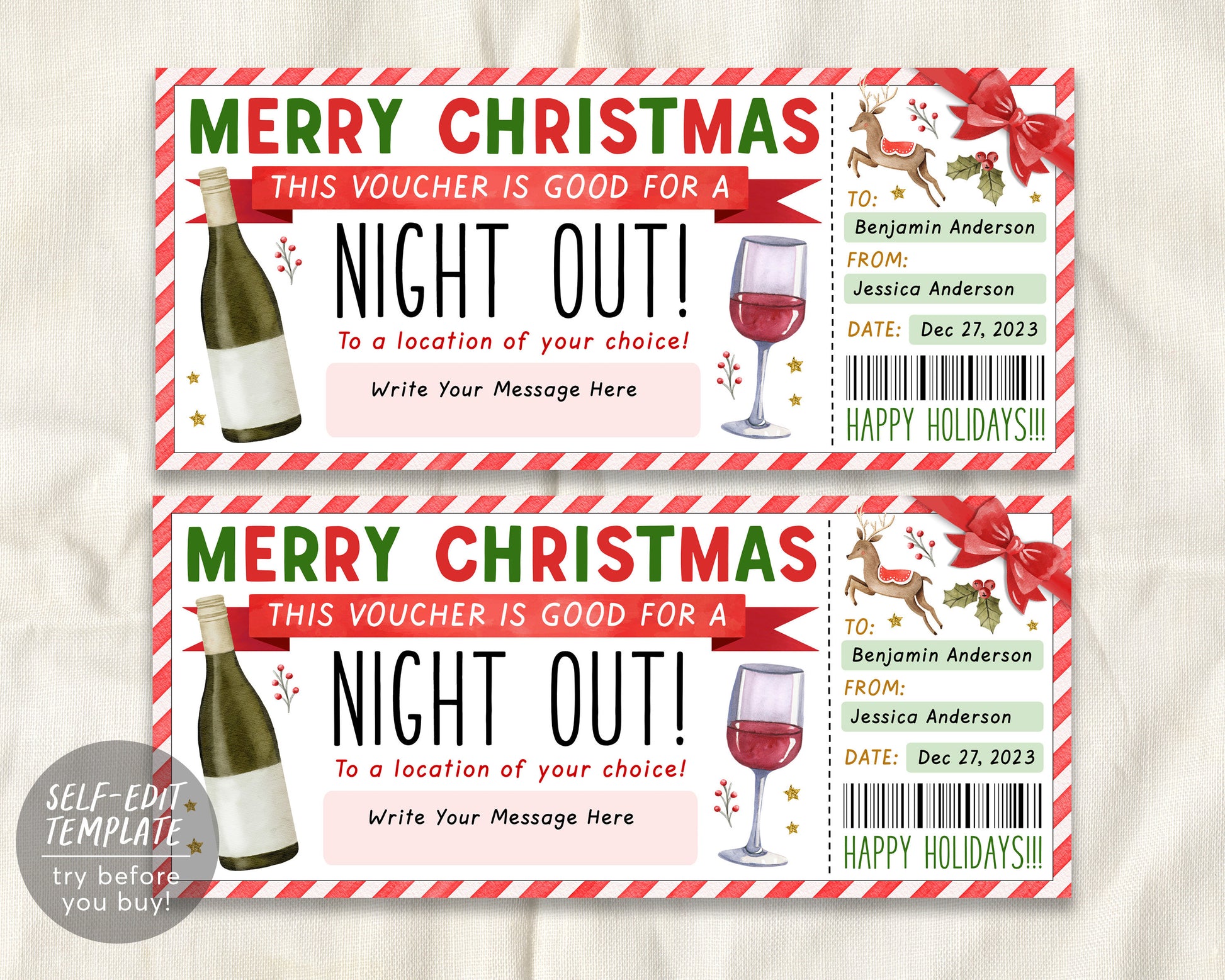 Christmas Night Out Gift Voucher Editable Template, Xmas Holiday Girls – Puff Paper Co christmas-night-out-gift-voucher-editable-template-xmas-holiday-girls-puff-paper-co