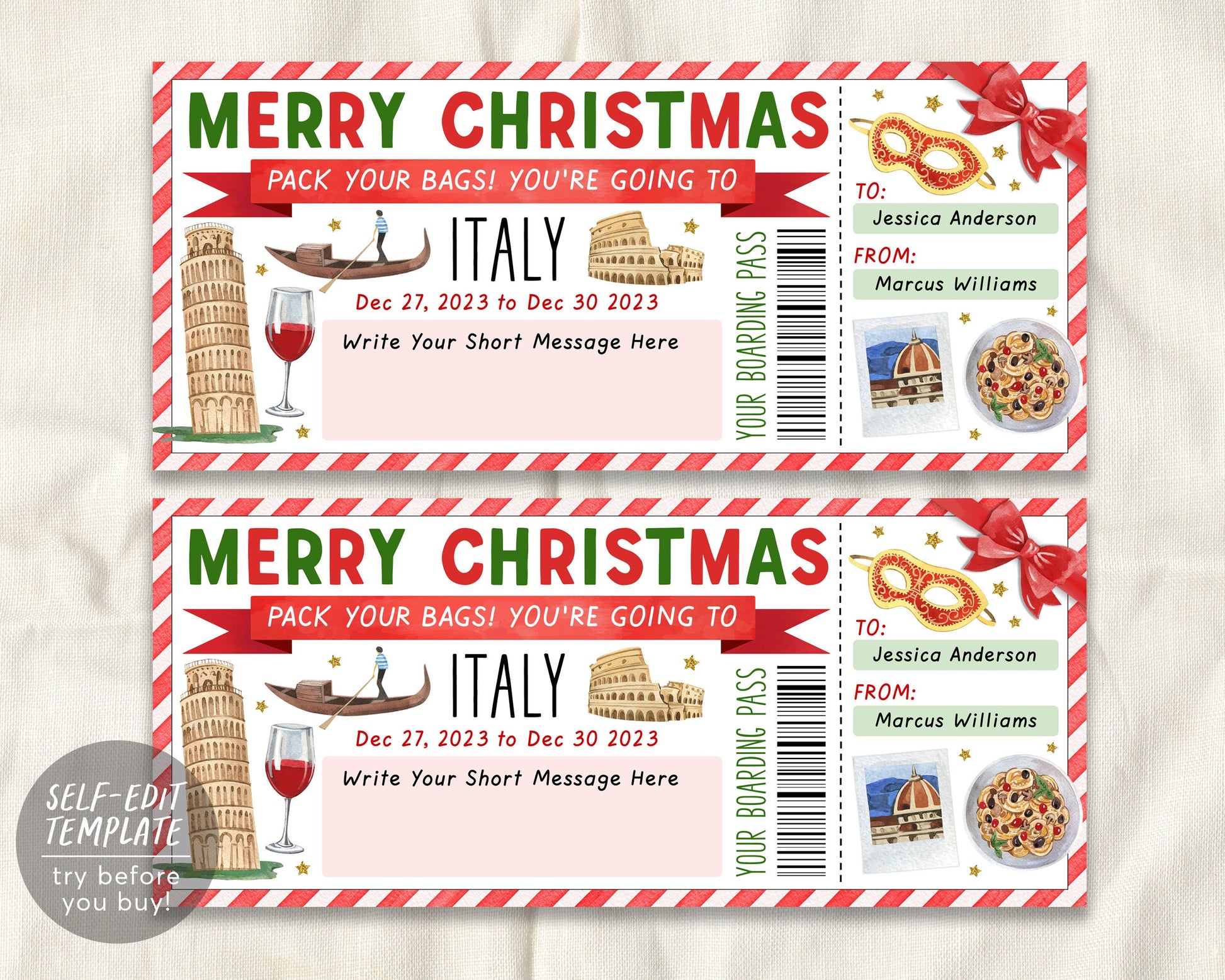 Italy Trip Ticket Boarding Pass Editable Template, Christmas Surprise – Puff Paper Co italy-trip-ticket-boarding-pass-editable-template-christmas-surprise-puff-paper-co