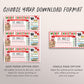 Los Angeles Trip Ticket Boarding Pass Editable Template, Christmas Surprise Travel Hollywood Vacation Fake Airline Ticket Gift Certificate