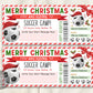 Christmas Soccer Camp Gift Ticket Editable Template, Surprise Training Camp Sports Game Voucher Skills Clinic Coupon, Holiday Certificate