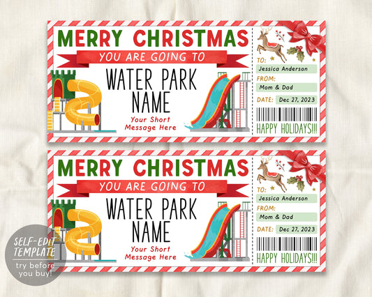 Surprise Water Park Ticket Ticket Editable Template