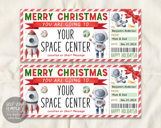 Space Center Surprise Trip Ticket Editable Template