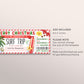 Surf Trip Ticket Gift Voucher Editable Template, Christmas Surprise Surfing Experience Gift Certificate, Holiday Tropical Beach Trip Coupon