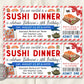 Sushi Dinner Invitation Ticket Editable Template