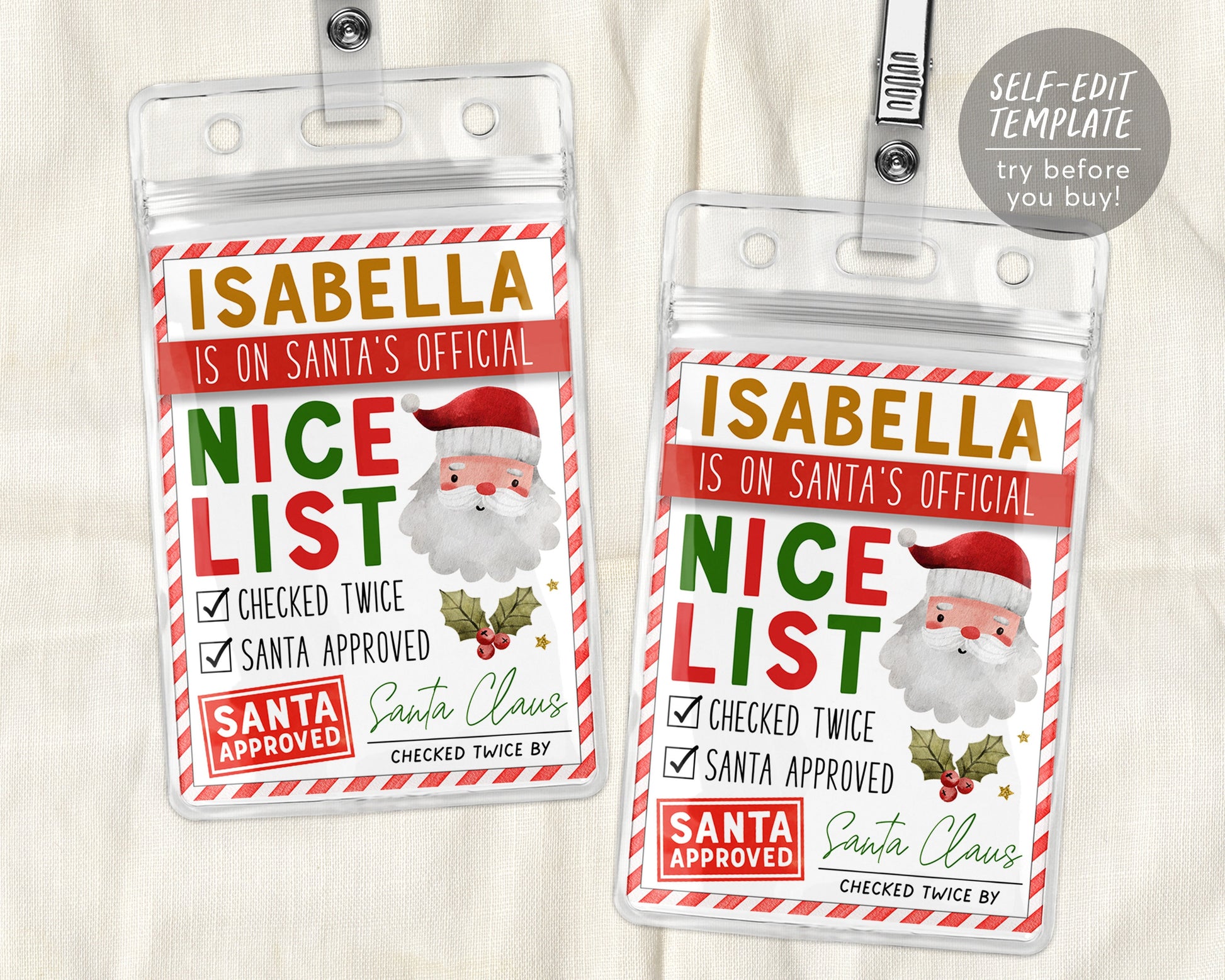 Secret Santa Gift Tags Editable Template, Christmas Santa Claus Specia –  Puff Paper Co