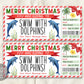 Christmas Swim With Dolphins Ticket Editable Template