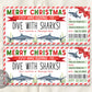 Christmas Dive With Sharks Ticket Editable Template