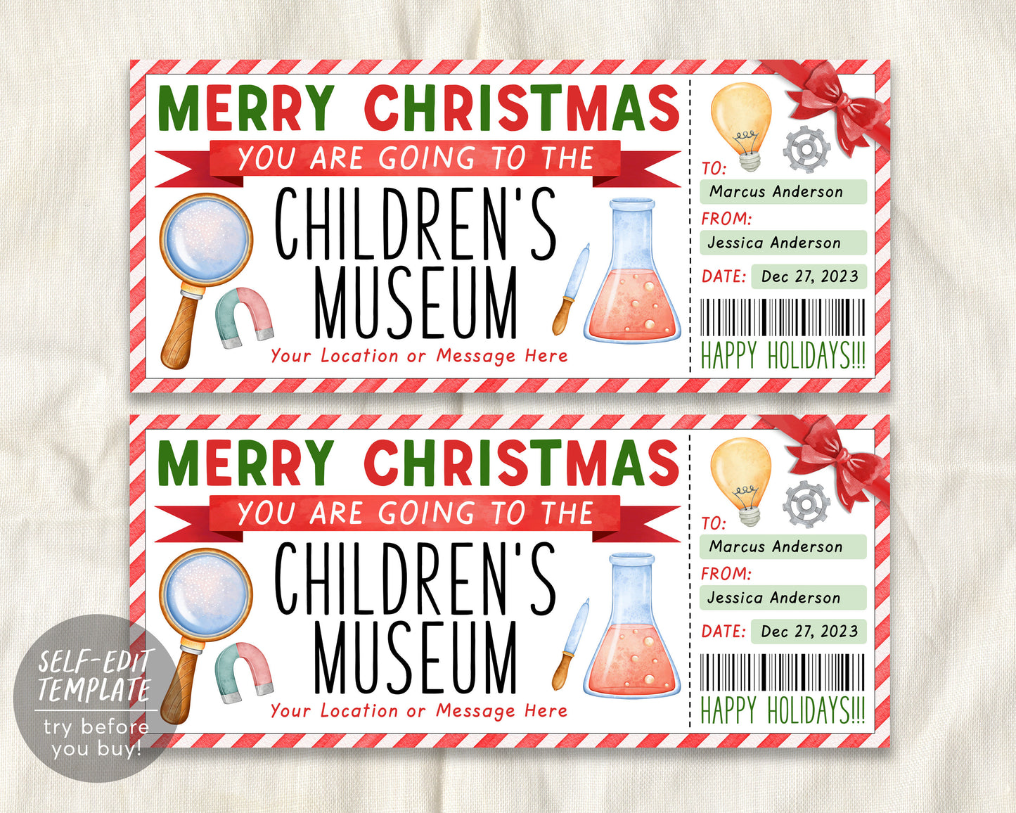 Children's Museum Ticket Editable Template, Surprise Museum Membership ...