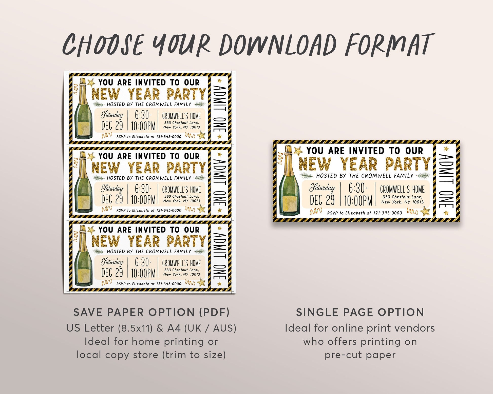 New Years Eve Party Invitation Ticket Entry Editable Template, Surpris – Puff Paper Co new-years-eve-party-invitation-ticket-entry-editable-template-surpris-puff-paper-co
