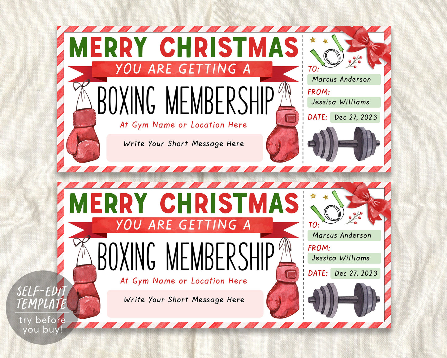 Christmas Boxing Membership Editable Template