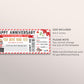 Movie Ticket Invitation Editable Template, Wedding Anniversary Movie Night For Wife Husband Gift Voucher Invite Reveal, Cinema Coupon