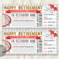 Retirement Surprise Dinner Gift Voucher Editable Template