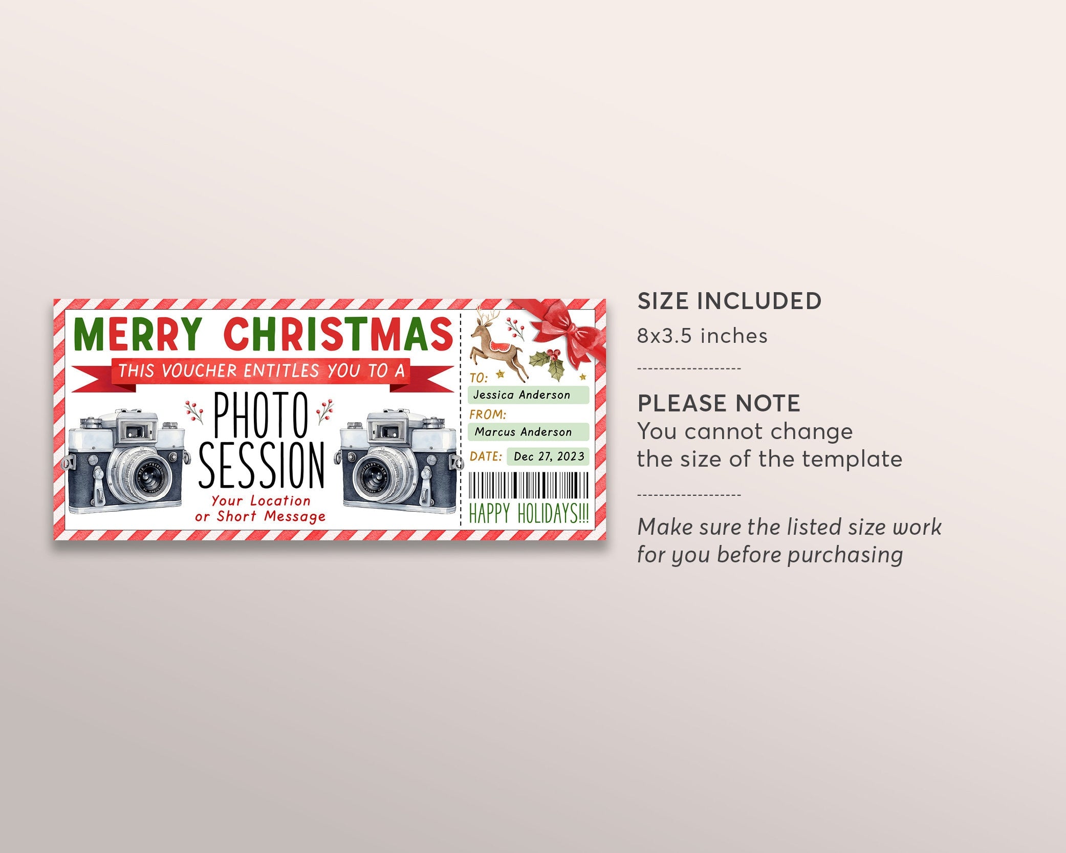 Photography Gift Certificate Template, Camera Photography Gift Card, Photo  Session Gift Card, EDITABLE Printable Greenery Gold Photo Voucher - Etsy