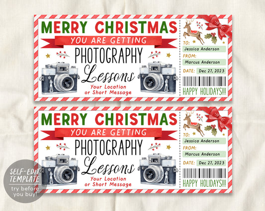 Photography Lessons Gift Voucher Ticket Editable Template